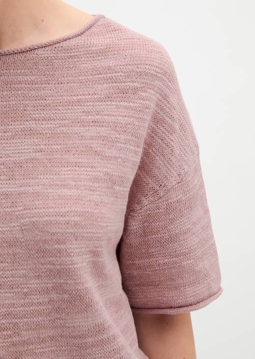 Slub short sleeve sweater loose Mild Rose in detail view