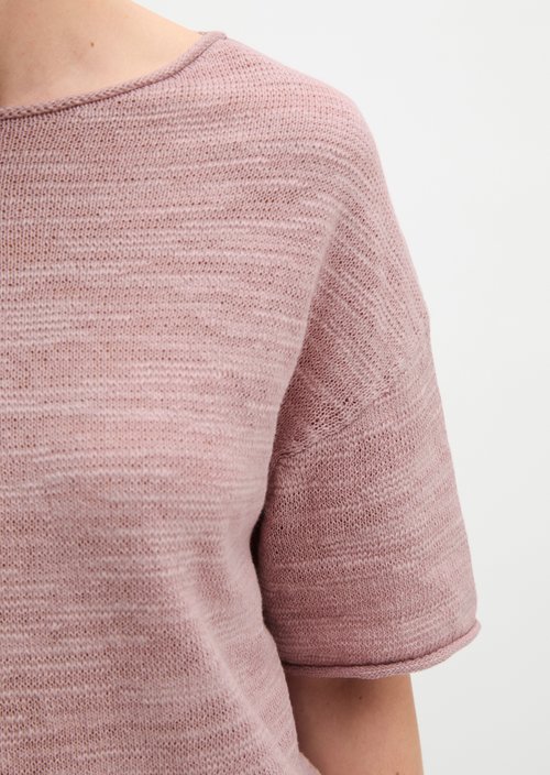 Slub short sleeve sweater loose — Mild Rose