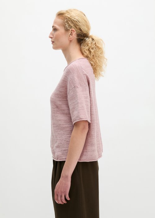 Slub short sleeve sweater loose — Mild Rose