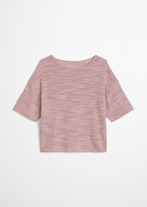 Slub short sleeve sweater loose — Mild Rose