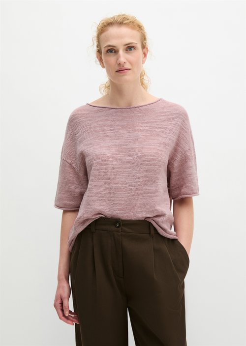 Slub short sleeve sweater loose — Mild Rose