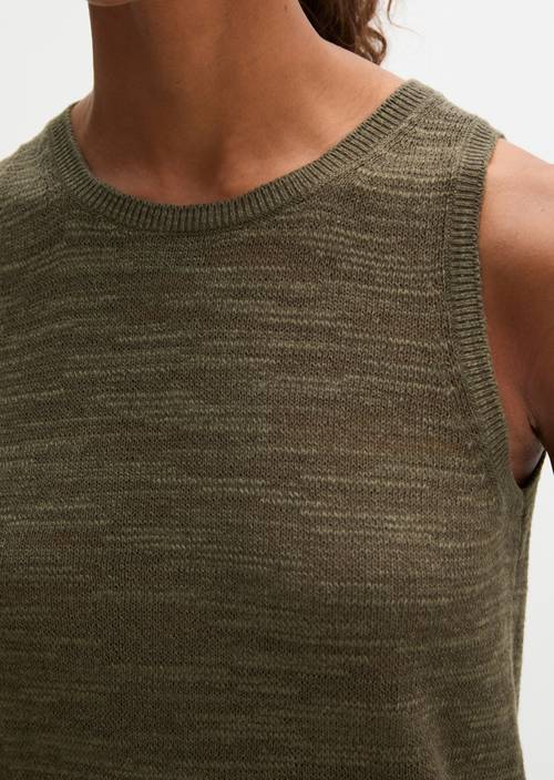 Sleeveless slub sweater regular Mossy Earth in detail view