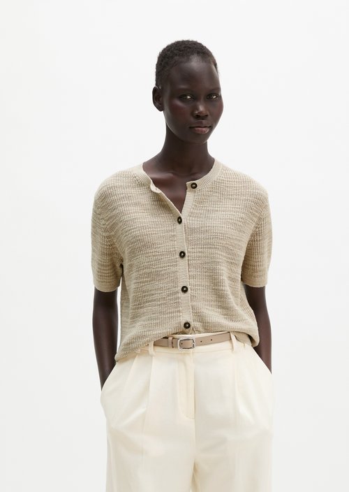 Slub cardigan loose — Linen Beige