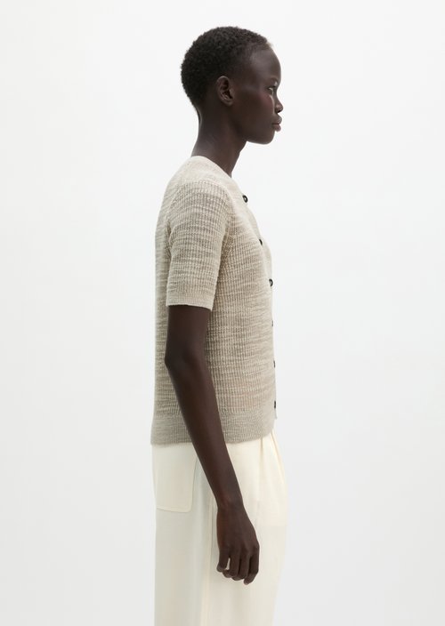 Slub cardigan loose — Linen Beige