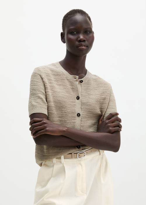 Slub-Cardigan loose Linen Beige in Frontalansicht