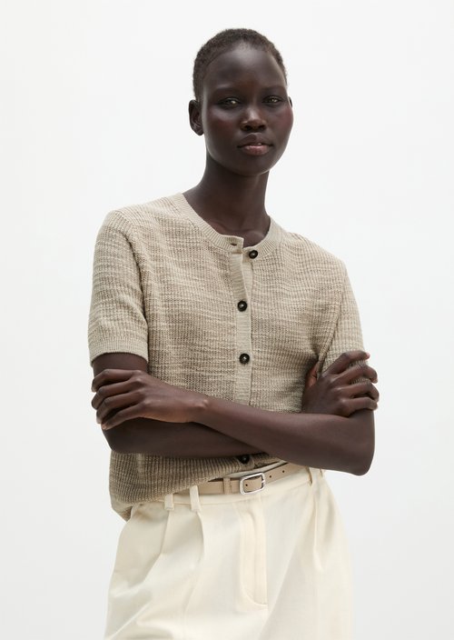 Slub cardigan loose — Linen Beige