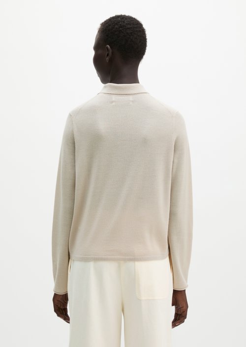Regular fine knit polo shirt — Linen Beige