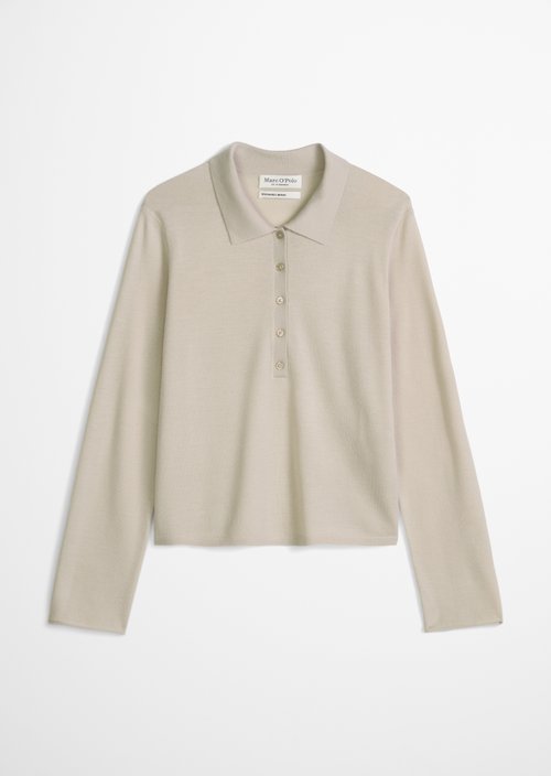 Regular fine knit polo shirt — Linen Beige