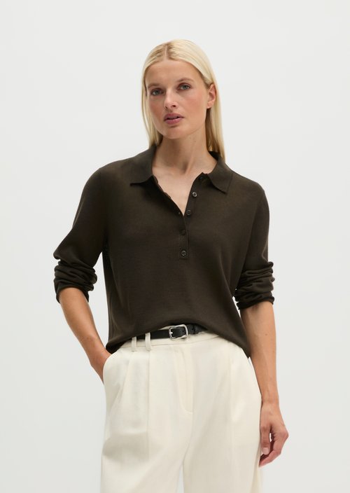 Regular fine knit polo shirt — Mossy Earth