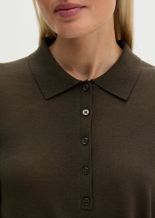 Regular fine knit polo shirt — Mossy Earth