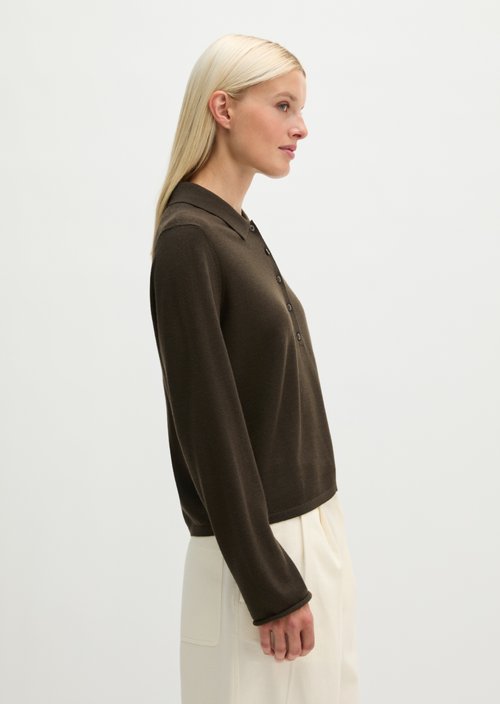 Regular fine knit polo shirt — Mossy Earth