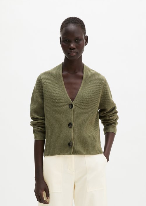 V-neck cardigan relaxed — Pure Sage