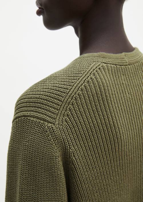Cardigan col V relaxed Pure Sage en vue détaillée