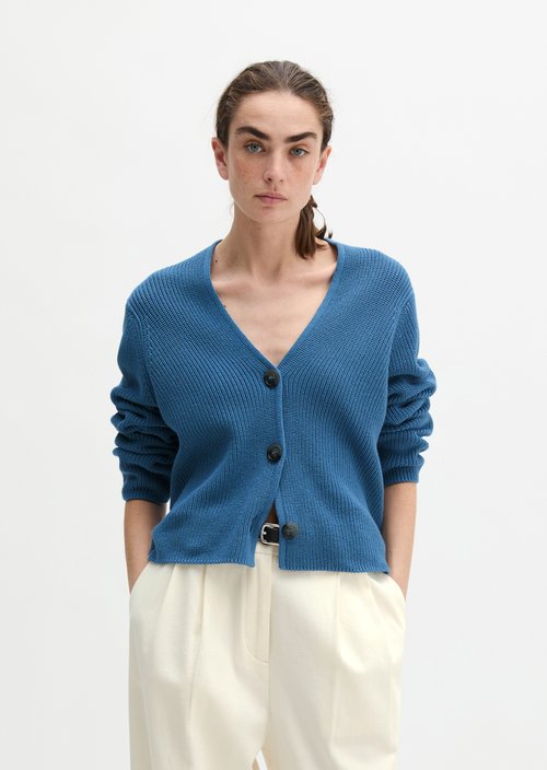 V-neck cardigan relaxed — Provincial Blue