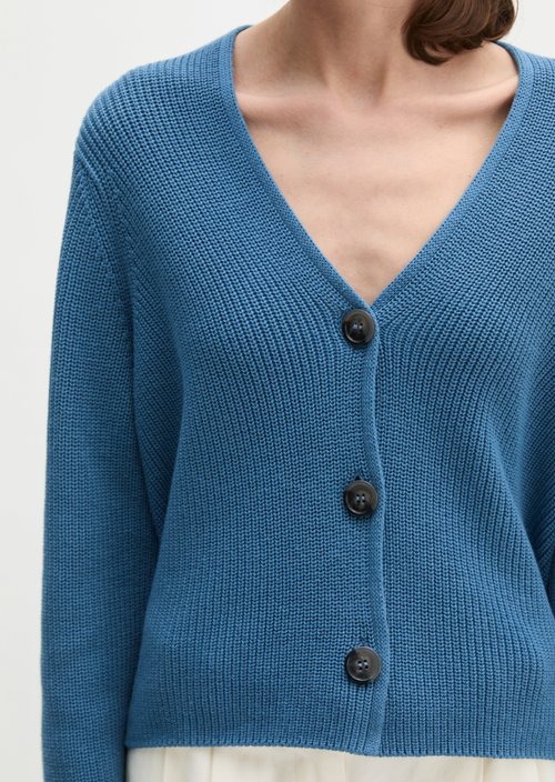 V-neck cardigan relaxed — Provincial Blue