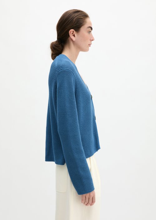 V-neck cardigan relaxed — Provincial Blue