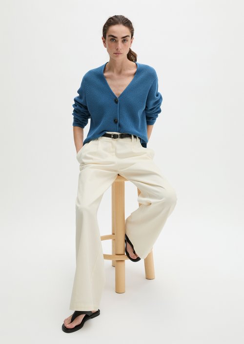 V-neck cardigan relaxed — Provincial Blue