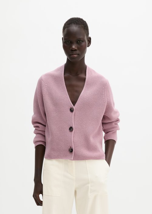 V-neck cardigan relaxed — Mild Rose