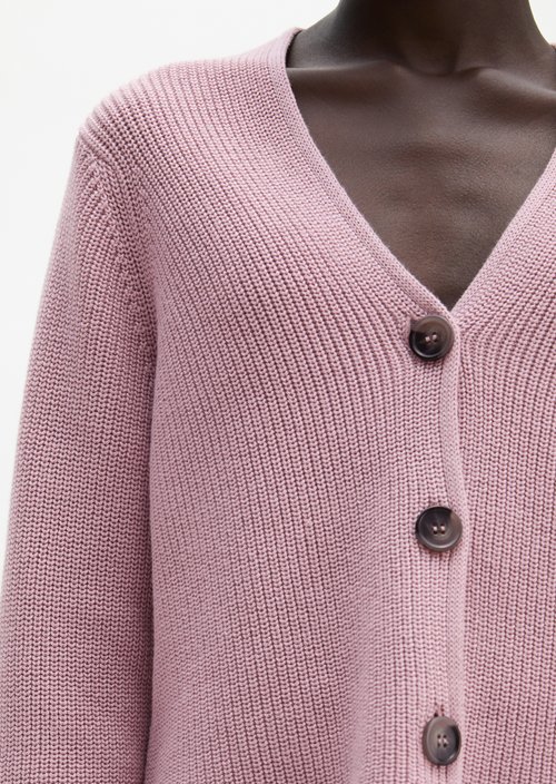 V-neck cardigan relaxed — Mild Rose