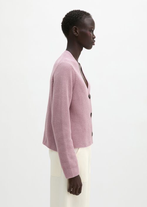 V-neck cardigan relaxed — Mild Rose