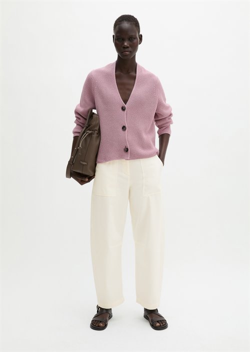 V-neck cardigan relaxed — Mild Rose