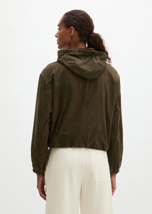 Leather jacket with hood regular — Mossy Earth