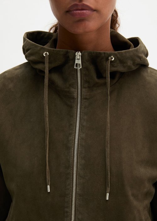 Leather jacket with hood regular — Mossy Earth