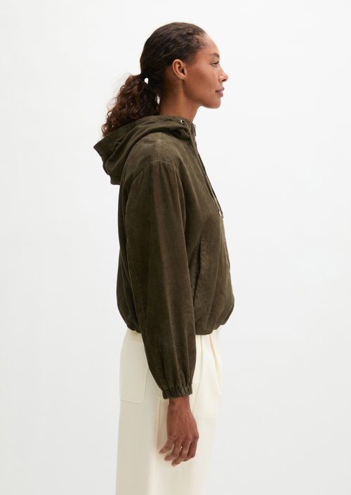 Leather jacket with hood regular — Mossy Earth