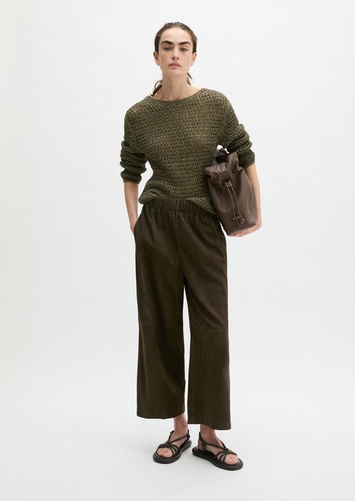 Relaxed culotte-style leather trousers — Mossy Earth