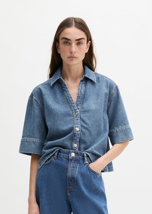 Regular denim blouse — Medium Blue