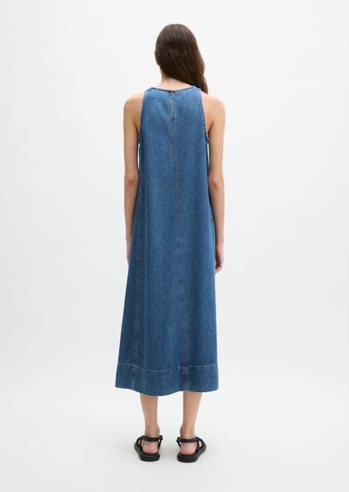 Sleeveless denim dress A-shape — Medium Blue