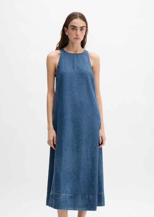 Sleeveless denim dress A-shape — Medium Blue