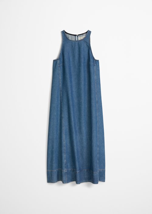 Sleeveless denim dress A-shape — Medium Blue