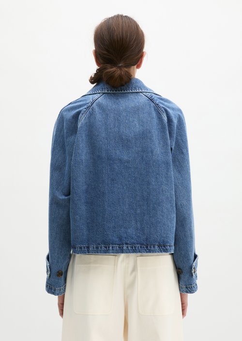 Relaxed denim trench jacket — Medium Blue (alternate view)