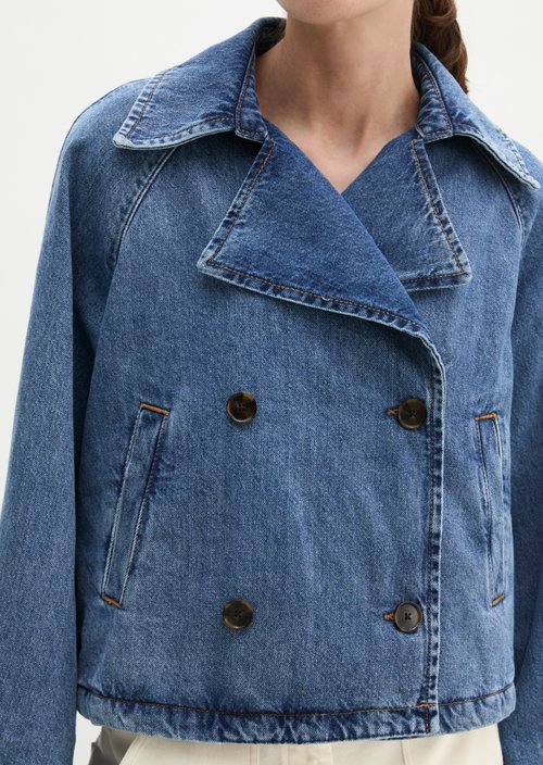 Relaxed denim trench jacket — Medium Blue