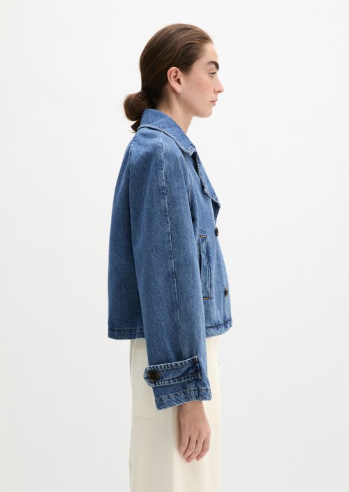 Relaxed denim trench jacket — Medium Blue