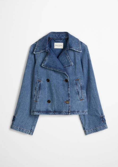 Relaxed denim trench jacket — Medium Blue