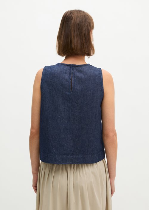 Regular denim blouse top — Dark Blue