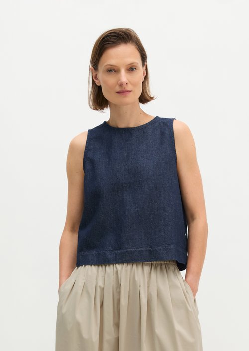 Regular denim blouse top — Dark Blue