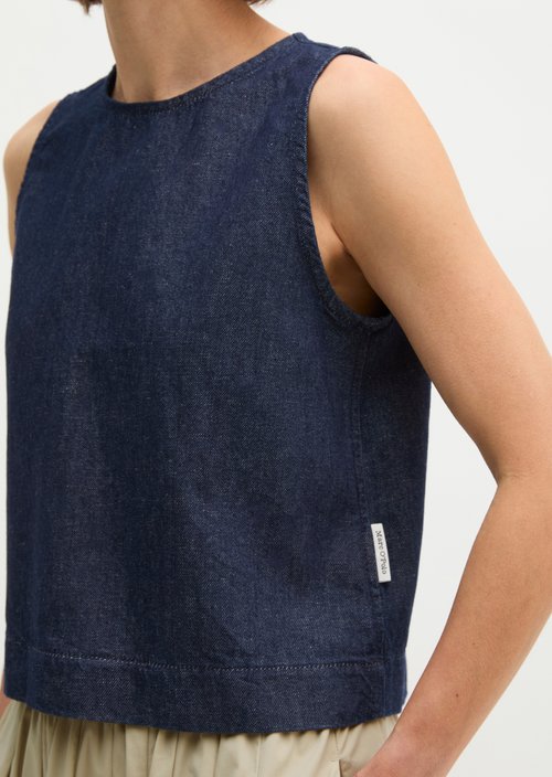 Regular denim blouse top — Dark Blue