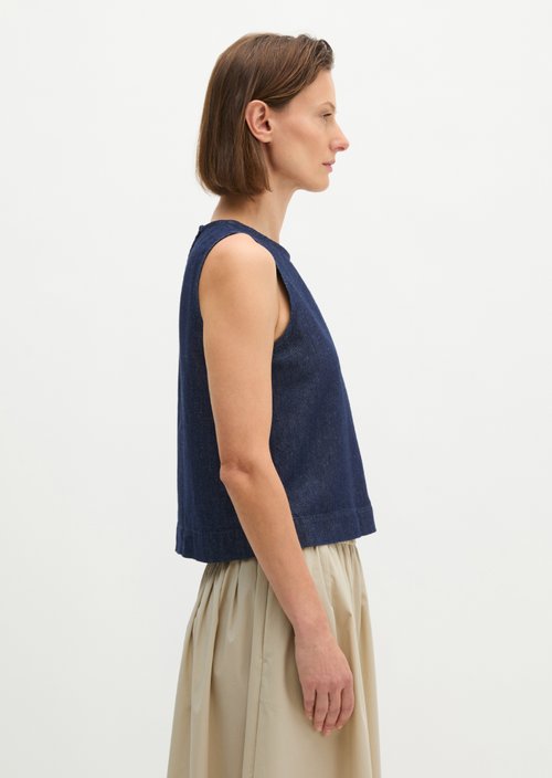 Regular denim blouse top — Dark Blue