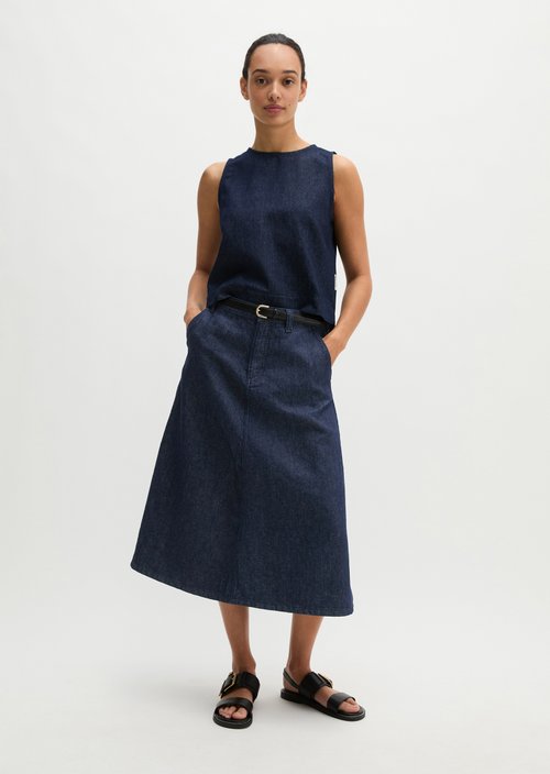 Flared denim skirt — Dark Blue