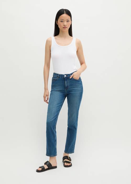 Jeans model Linde recht cropped Medium Blue en vue de face