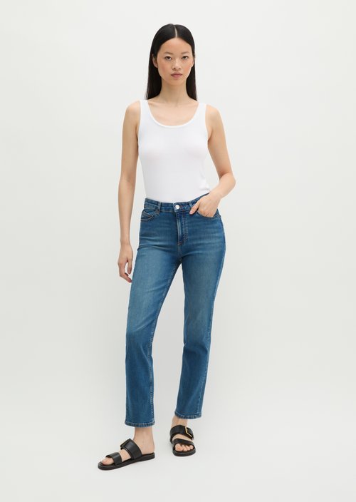 Jeans model Linde straight cropped — Medium Blue