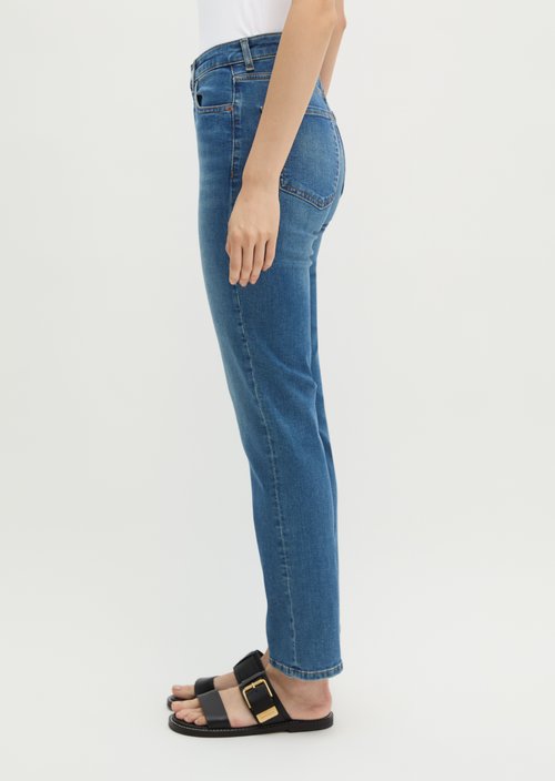 Jeans model Linde straight cropped — Medium Blue