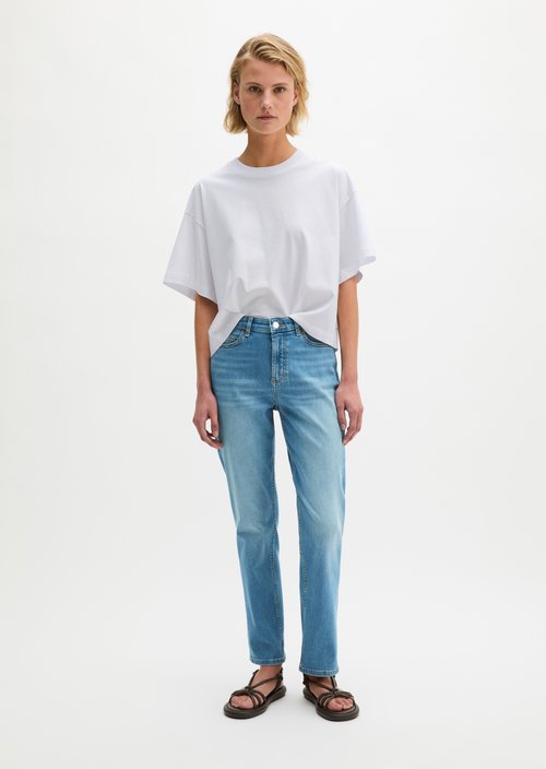 Marc O'Polo Jeans model Linde recht cropped, Dames, blauw, 27/32, 86% Katoen, 12% Polyester, 2% Elasthaan