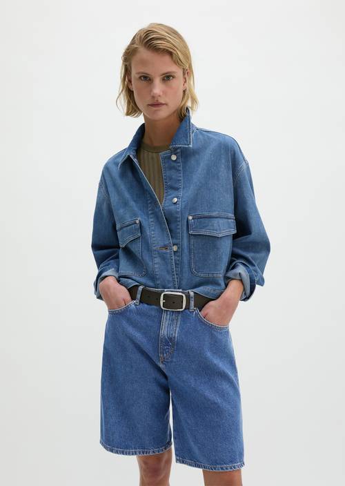 Relaxed denim overhemd Medium Blue in vooraanzicht