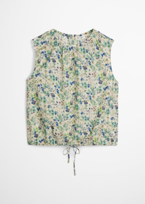 Patterned cropped blouse top — Light Beige