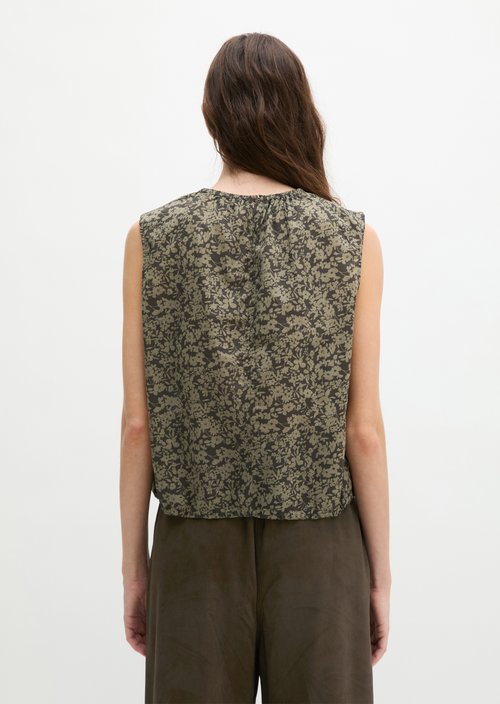 Patterned cropped blouse top — Dark Green