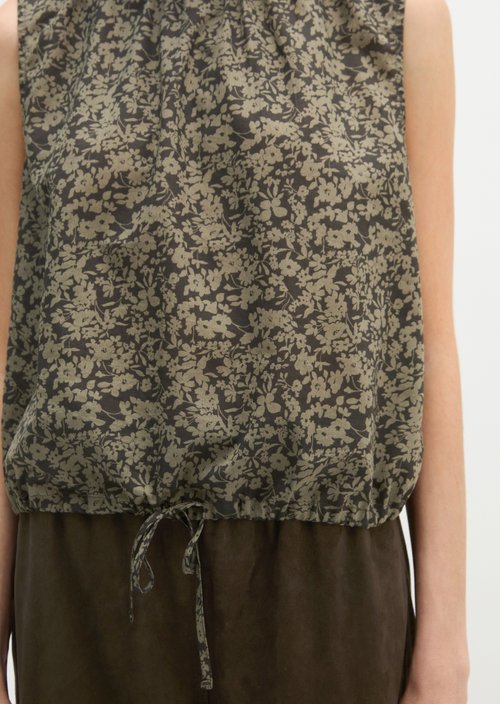Patterned cropped blouse top — Dark Green